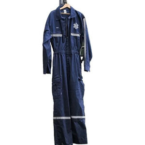 Vintage XL navy coveralls USA Made Pro Tuff Work Mechanic medical reflective